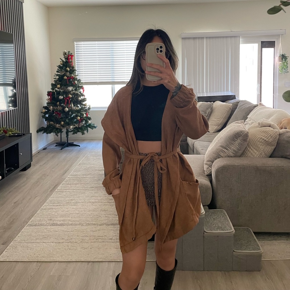 Brown trench coat